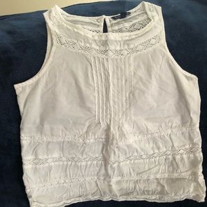 American Eagle outfitters White linen/lace top